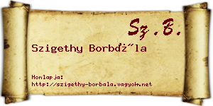 Szigethy Borbála névjegykártya
