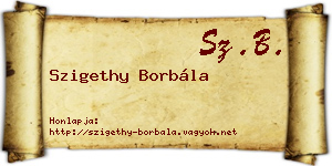 Szigethy Borbála névjegykártya